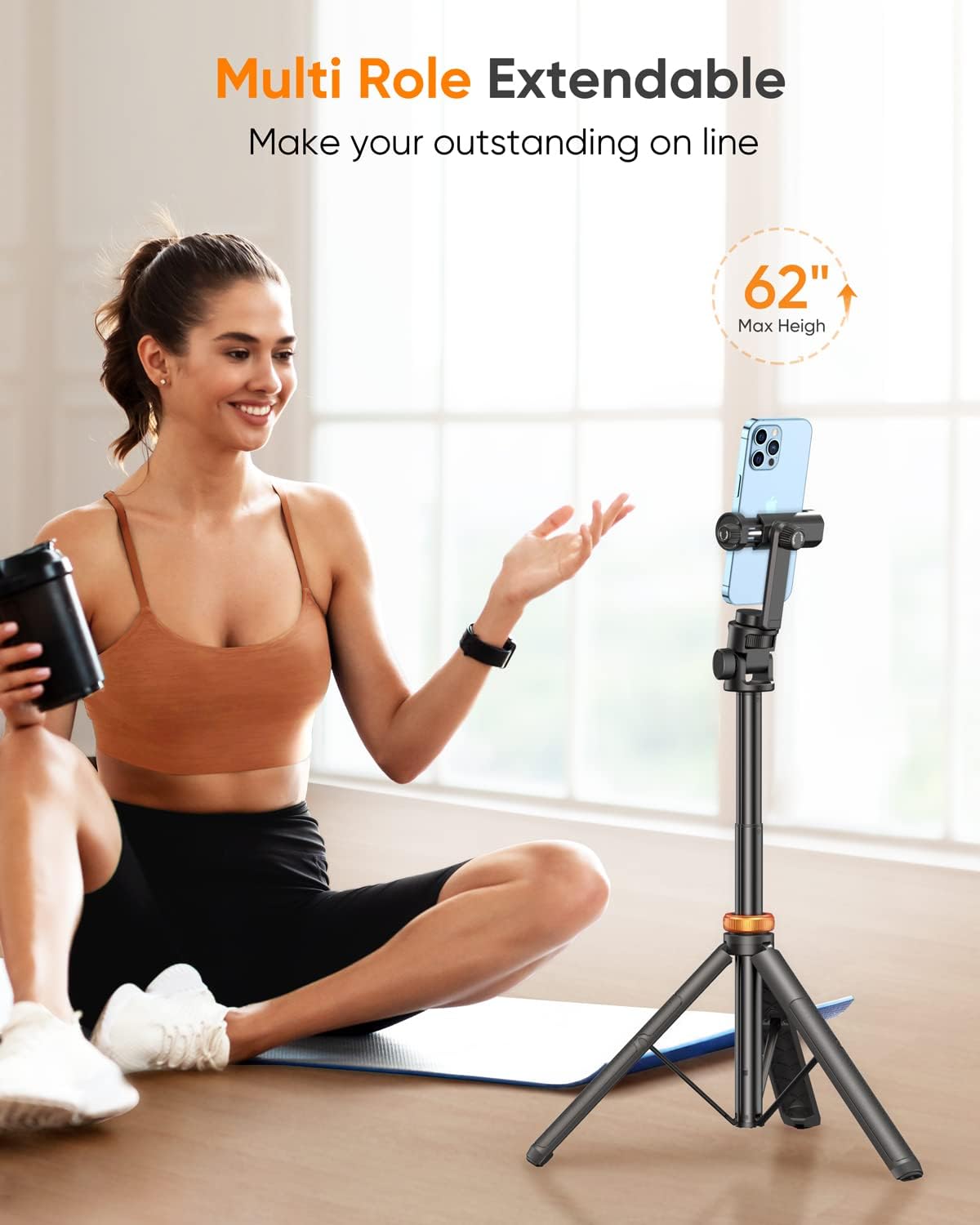 Phone Tripod, Tripod for iPhone & Selfie Stick Tripod with Remote, Upgraded iPhone Tripod Stand & Travel Tripod, Solidest Cell Phone Tripod Compatible with iPhone 15/14/13/Android