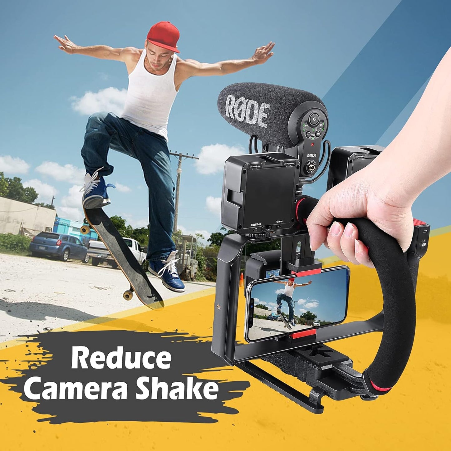 Video Action Handheld Stabilizer with Smartphone Video Rig for All Camera Action Camera Camcorder and Smartphones