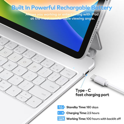 Magic Keyboard Case Style for iPad 10.9 inch 10th Gen 2022 - White