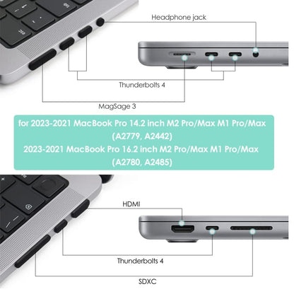 ProElife 7 Pcs Anti Dust Dirt Plug Cups Set for 2023-2021 MacBook Pro 14.2 inch 16.2 inch M2 M1
