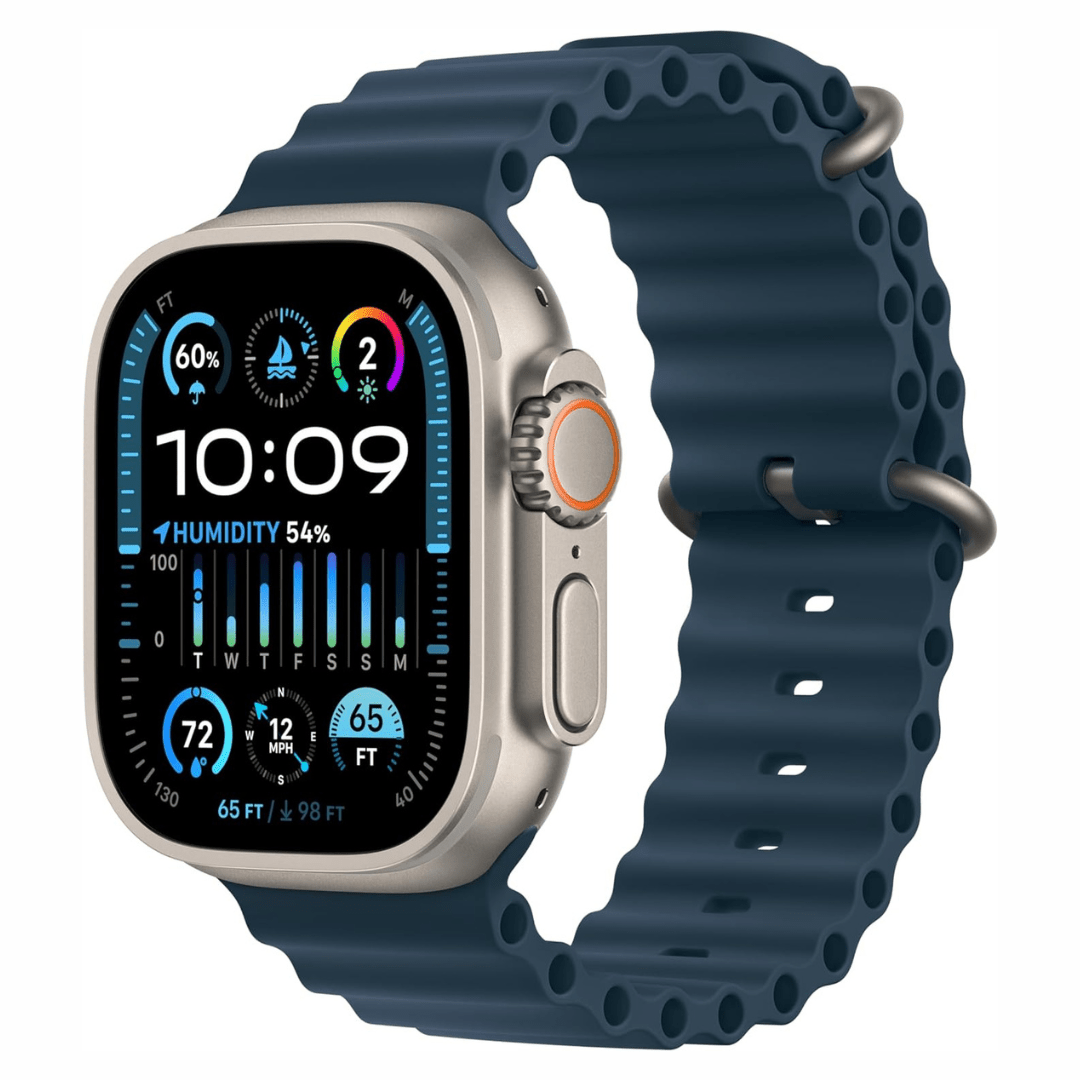Apple - Apple Watch Ultra 2 (Titanium, Cellular, 49mm) - Orange Ocean Band -GPS + Cellular -New Open-Box - Maxandfix -