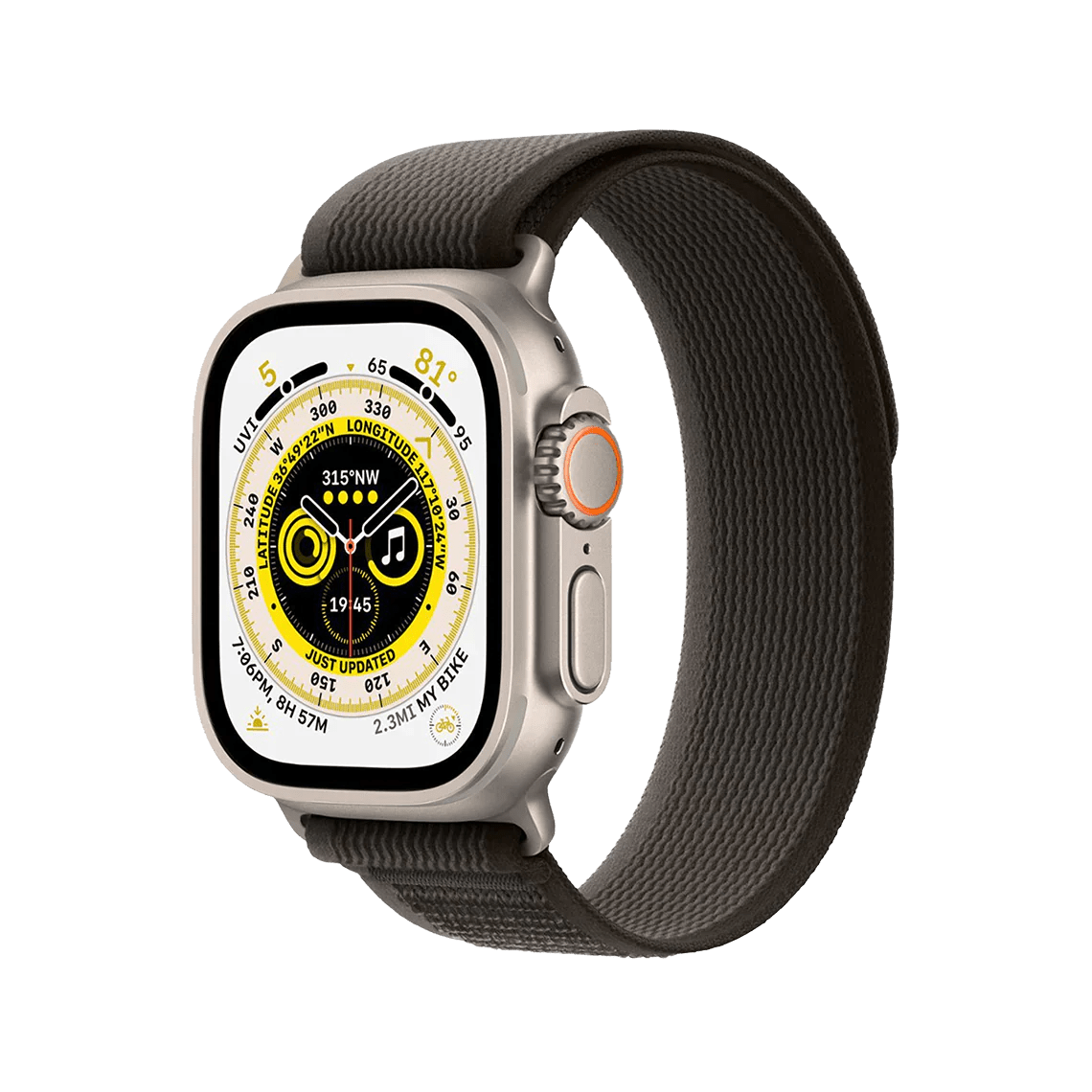 Apple - Apple Watch Ultra (Titanium, Cellular, 49mm) - Titanium Case w/ Black/ Gray Trail Band -GPS + Cellular -Excellent | 12-Month Guarantee - Maxandfix -