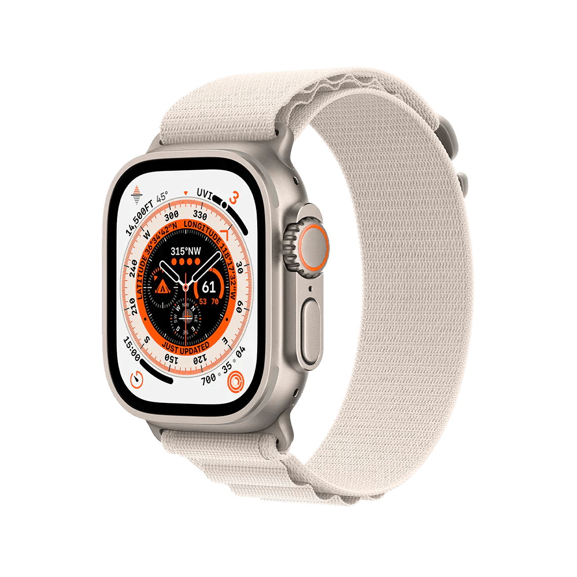 Apple - Apple Watch Ultra (Titanium, Cellular, 49mm) - Titanium Case w/ Starlight Alpine Band -GPS + Cellular -New Open-Box - Maxandfix -