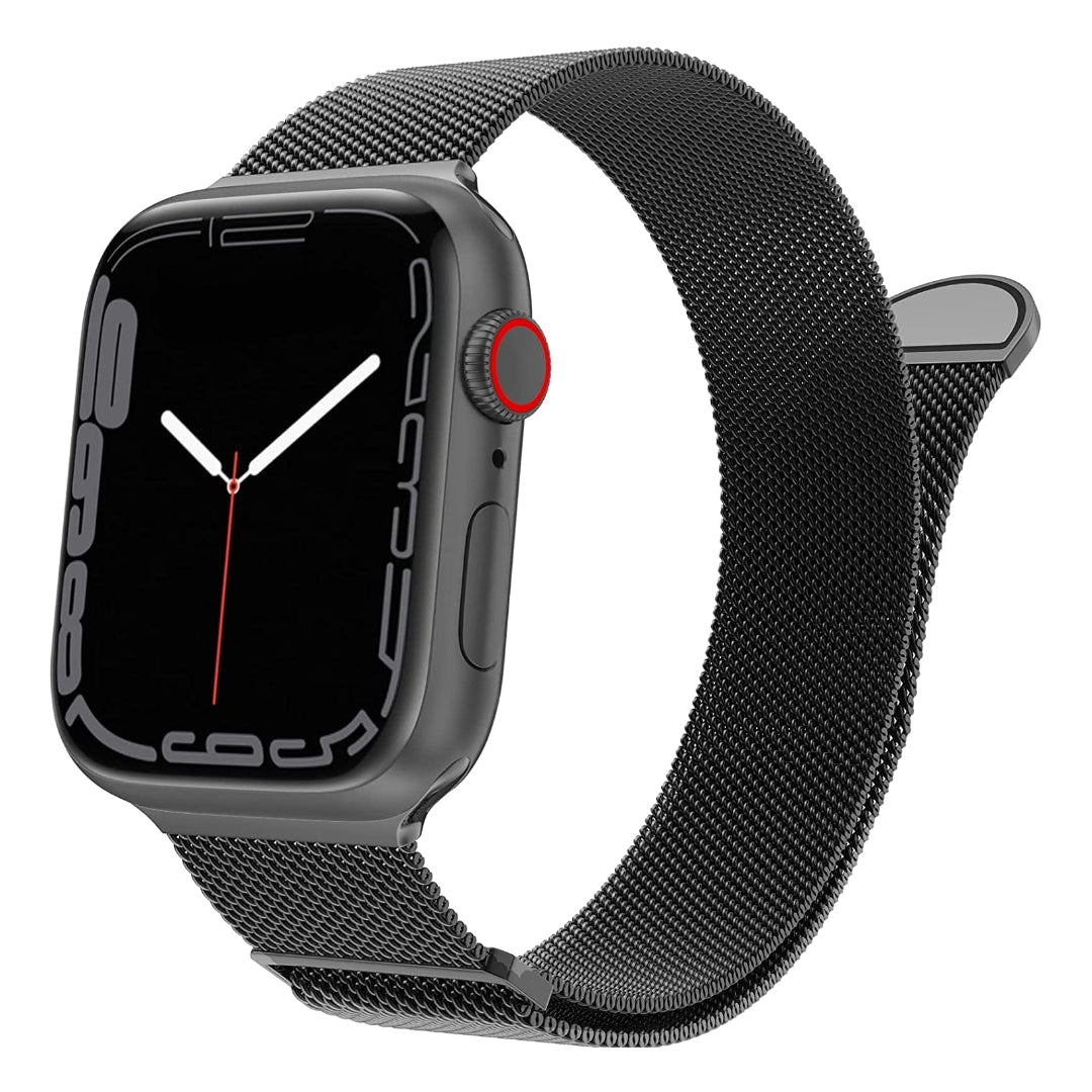 Maxandfix - Apple Watch Band Series Ultra Stainless Steel Mesh Loop Magnetic Clasp - 38mm/40mm/41mm -Black - Maxandfix -