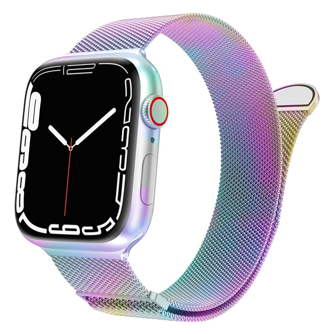 Maxandfix - Apple Watch Band Series Ultra Stainless Steel Mesh Loop Magnetic Clasp - 38mm/40mm/41mm -Rainbow - Maxandfix -