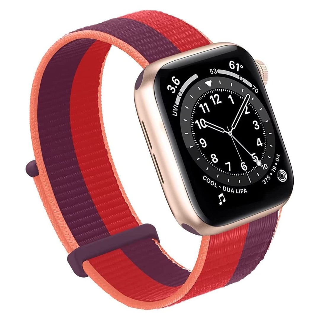 Maxandfix - Apple Watch Band, Women Men Sport Nylon Loop Strap for i Watch - 38mm/40mm/41mm -Bilateral red - Maxandfix -