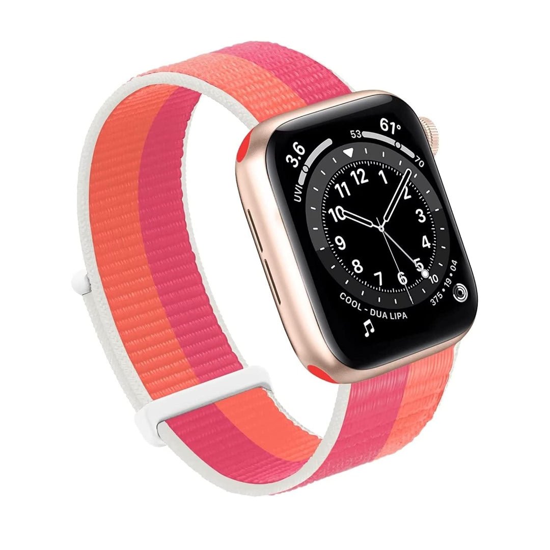 Maxandfix - Apple Watch Band, Women Men Sport Nylon Loop Strap for i Watch - 38mm/40mm/41mm -Peony - Maxandfix -