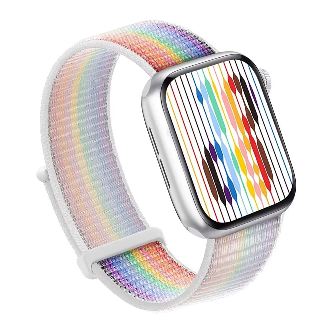 Maxandfix - Apple Watch Band, Women Men Sport Nylon Loop Strap for i Watch - 38mm/40mm/41mm -Pride White - Maxandfix -