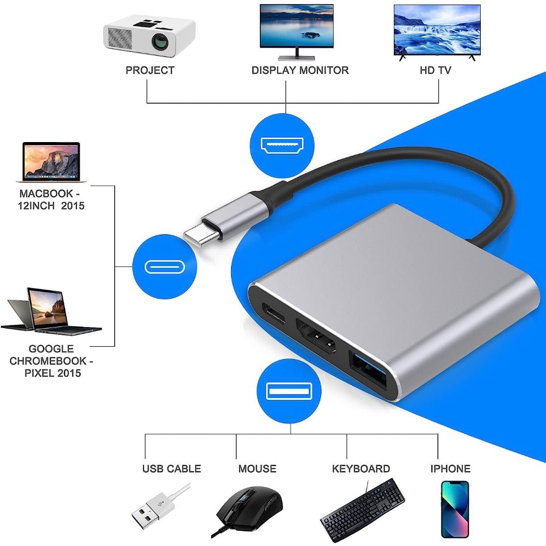 Maxandfix - Battony USB C Multiport HDMI AV Adapter - Maxandfix -