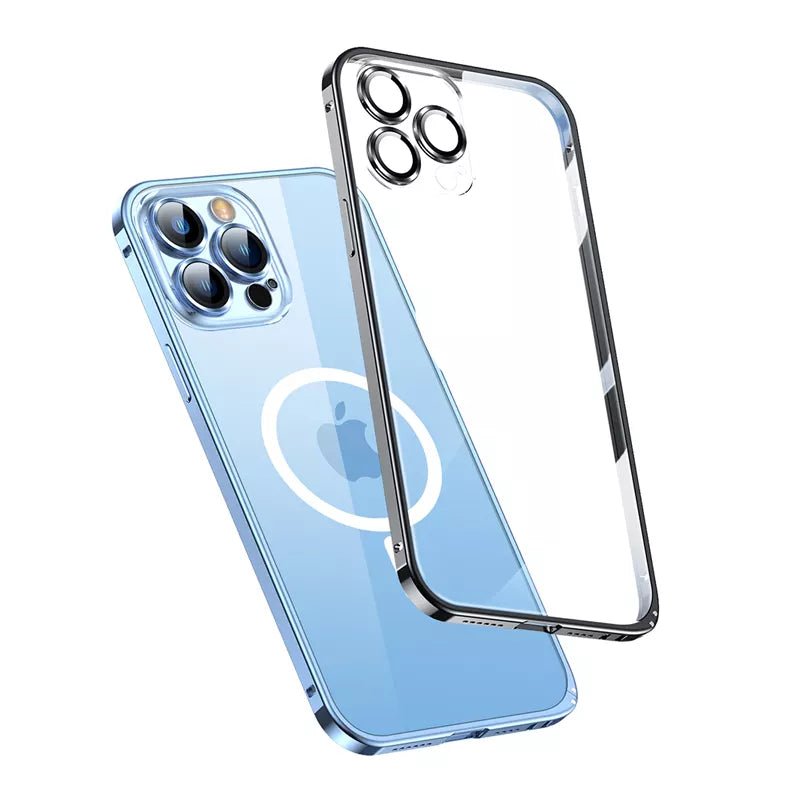 Maxandfix - Clear Magnetic Adsorption Metal Case for iPhone 14 Pro - Blue -iPhone 14 Pro - Maxandfix -