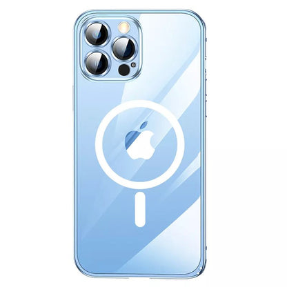 Maxandfix - Clear Magnetic Adsorption Metal Case for iPhone 14 Pro - Blue -iPhone 14 Pro - Maxandfix -