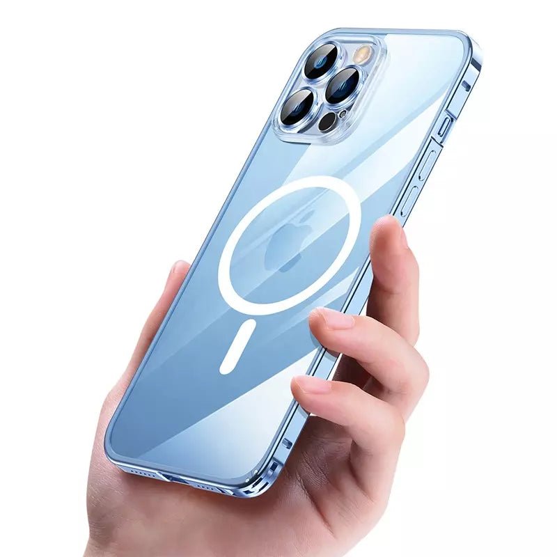 Maxandfix - Clear Magnetic Adsorption Metal Case for iPhone 14 Pro - Blue -iPhone 14 Pro - Maxandfix -