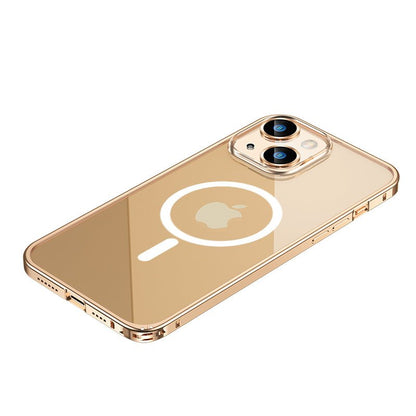 Maxandfix - Clear Magnetic Adsorption Metal Case for iPhone 14 Pro - Gold -iPhone 14 - Maxandfix -