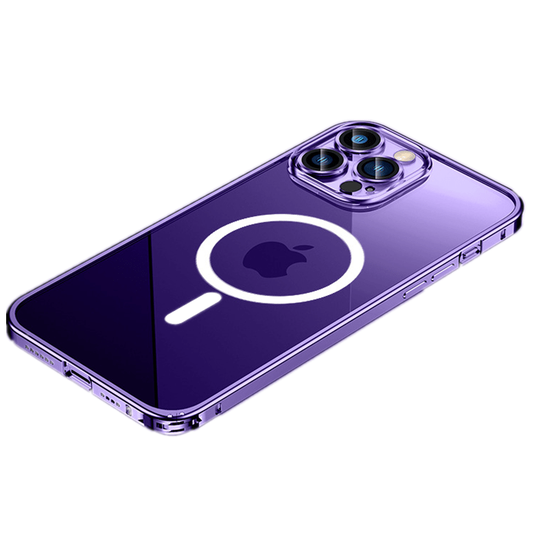 Maxandfix - Clear Magnetic Adsorption Metal Case for iPhone 14 Pro - Purple -iPhone 14 - Maxandfix -