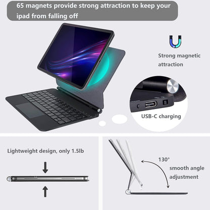 Maxandfix - InUnion Magic Keyboard | iPad Pro 11 inch 1st, 2nd, 3rd Gen 2022 and 10.9 iPad Air 5th & 4th Gen - Black - Maxandfix -