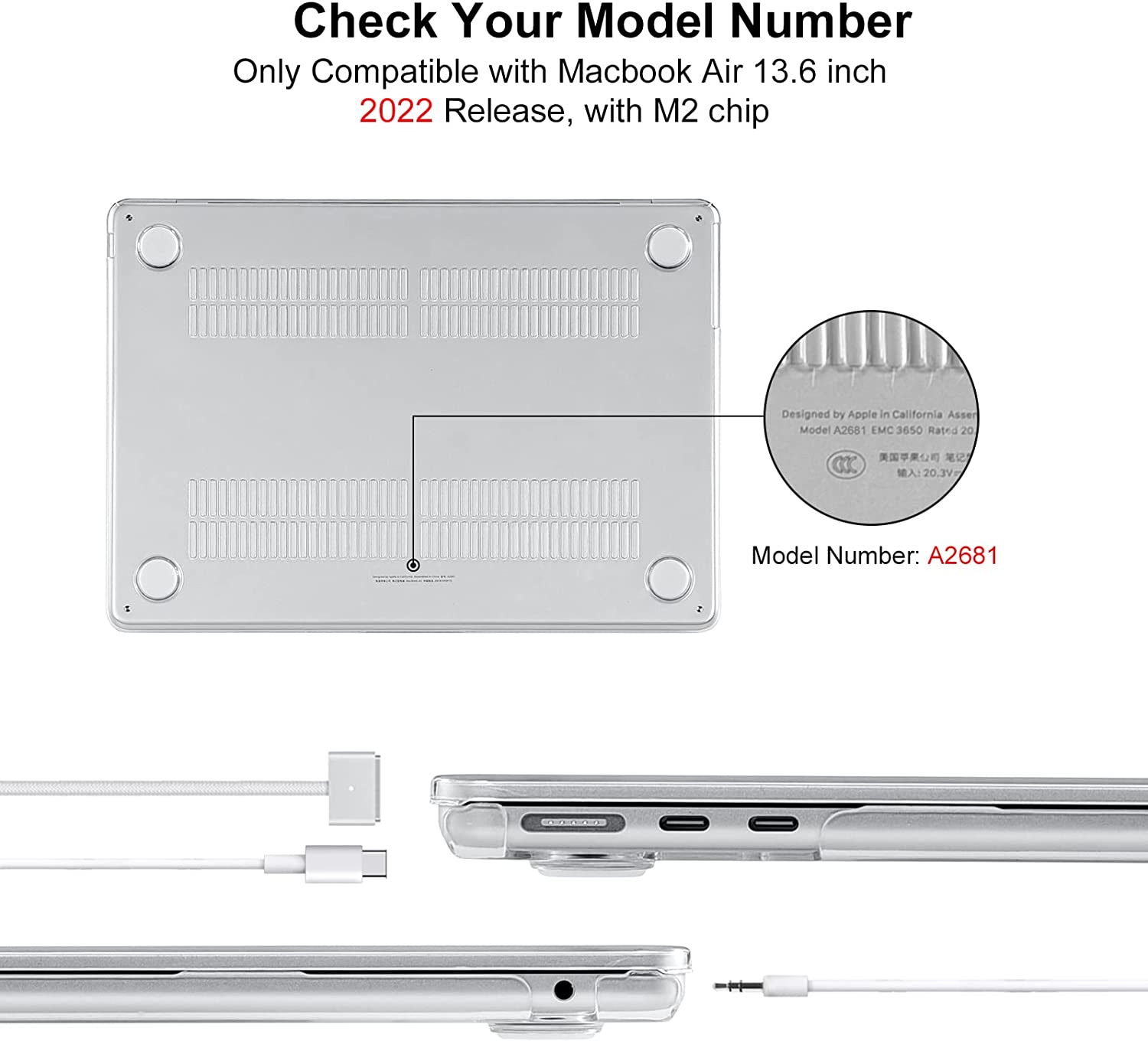 Maxandfix - MacBook Air 13-inch M2 Hardshell Case - Clear - - Maxandfix -