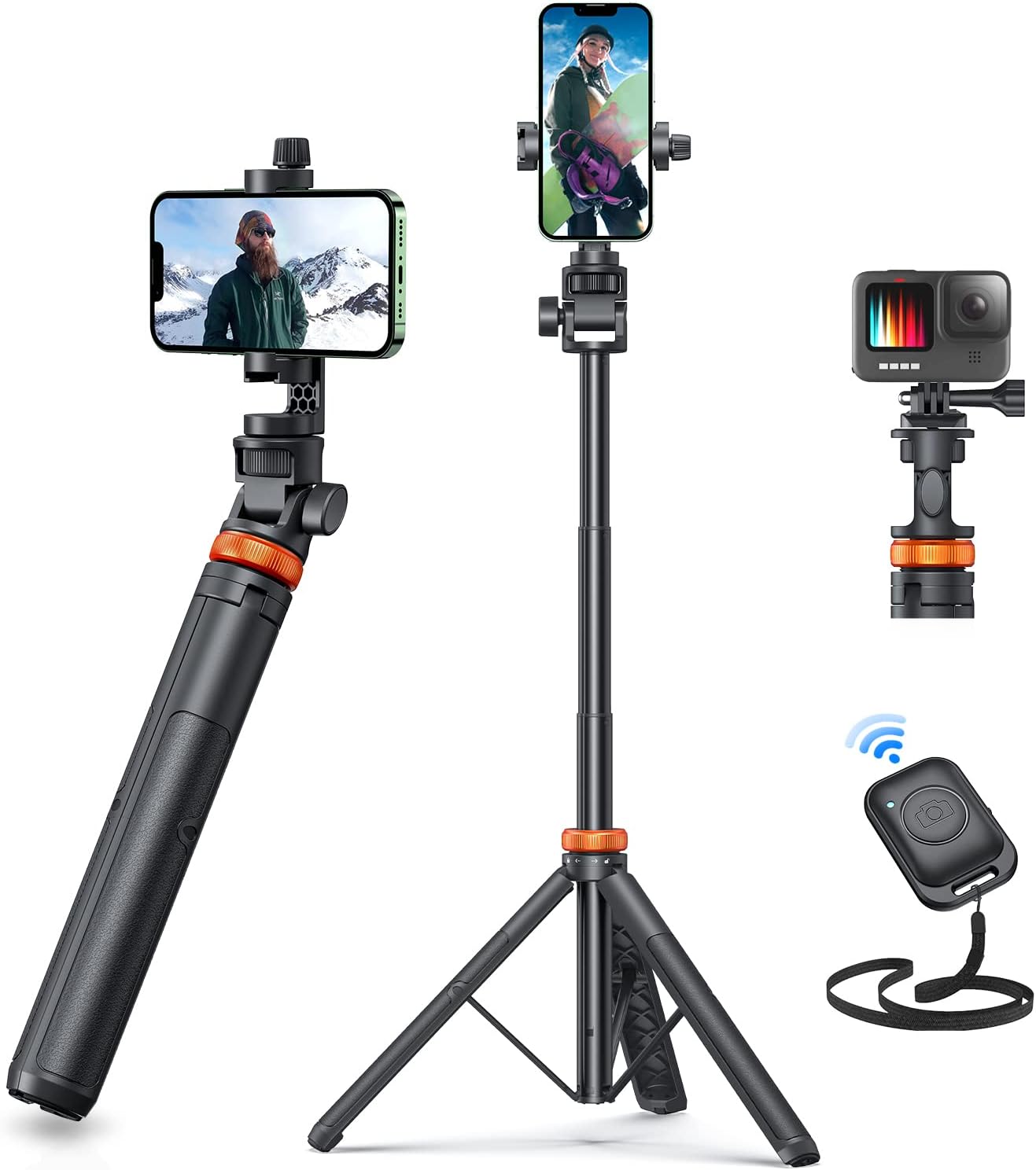 Maxandfix - Phone Tripod, Tripod for iPhone & Selfie Stick Tripod with Remote, Upgraded iPhone Tripod Stand & Travel Tripod, Solidest Cell Phone Tripod Compatible with iPhone 15/14/13/Android - Maxandfix -