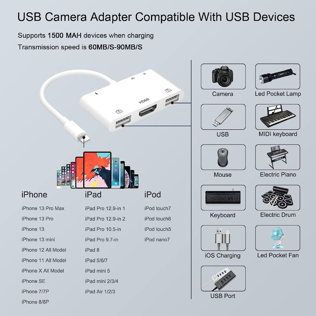 6 in 1 USB iPhone Adapter