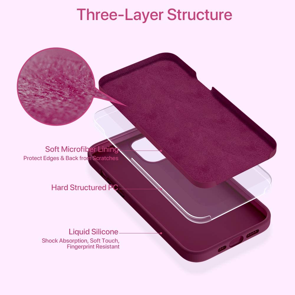 Miracase Compatible with iPhone 12 Case and iPhone 12 Pro Case 6.1 inch (Wine Red) - Maxandfix
