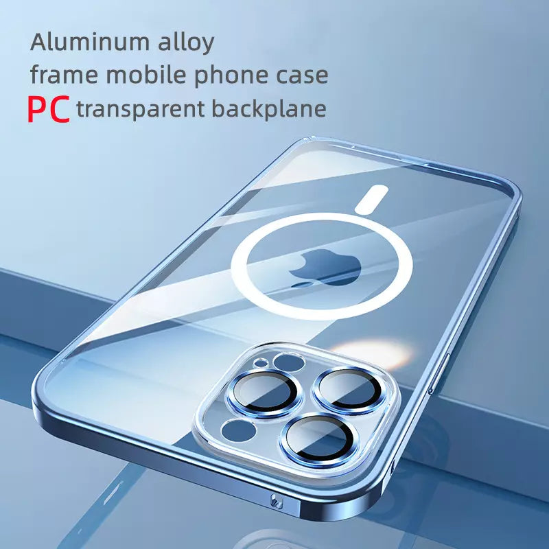 Clear Magnetic Adsorption Metal Case for iPhone 14 Pro