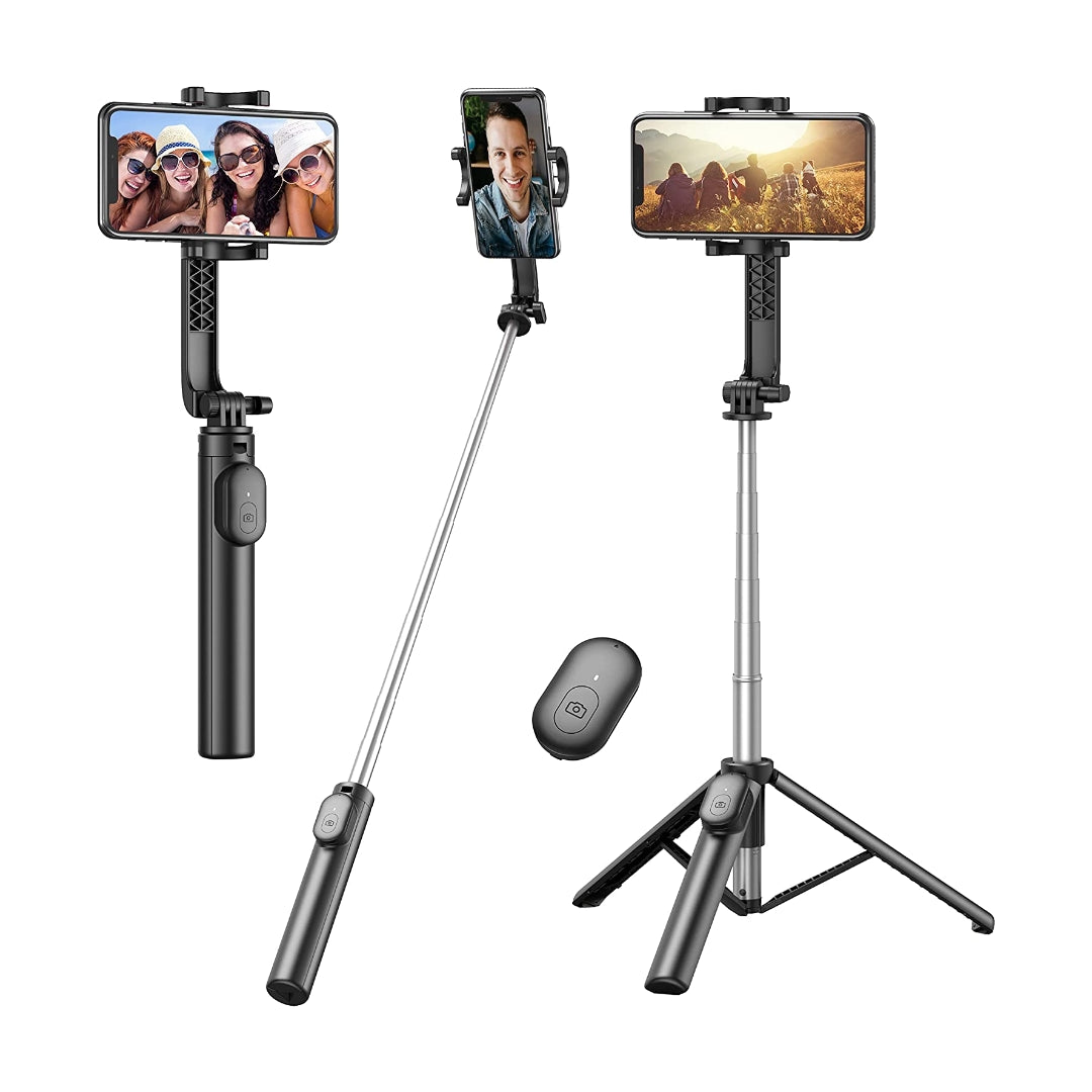 Selfie Stick, Extendable Selfie Stick Tripod with Wireless Remote and Tripod Stand Compact Size Lightweight Selfie Stick for Group Selfies/Live Streaming/Video Recording Compatible with All Cellphones - Maxandfix