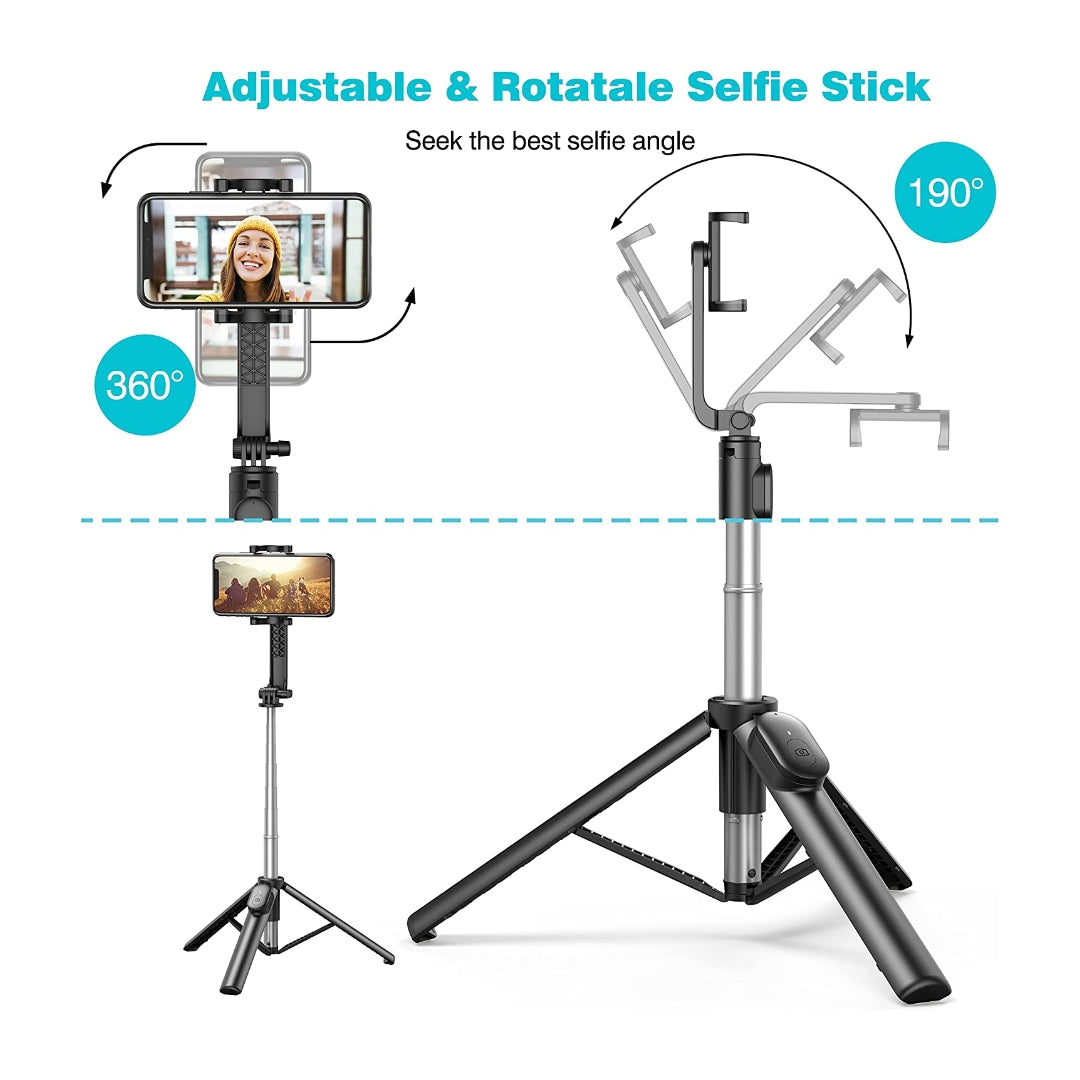 Selfie Stick, Extendable Selfie Stick Tripod with Wireless Remote and Tripod Stand Compact Size Lightweight Selfie Stick for Group Selfies/Live Streaming/Video Recording Compatible with All Cellphones - Maxandfix